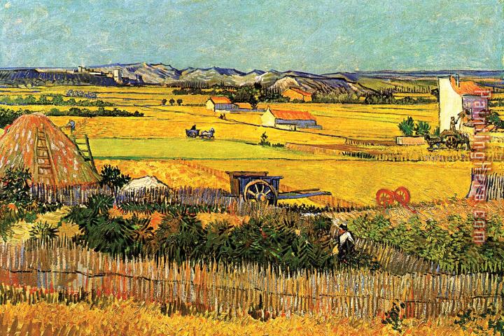 Vincent van Gogh Harvest At La Crau With Montmajour In The Background